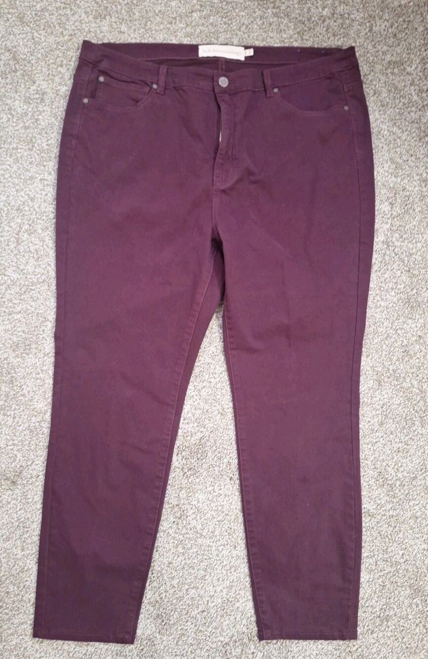 Surroundings Womens Burgundy Jeans Skinny High Rise Denim Stretch Zip Fly18W
